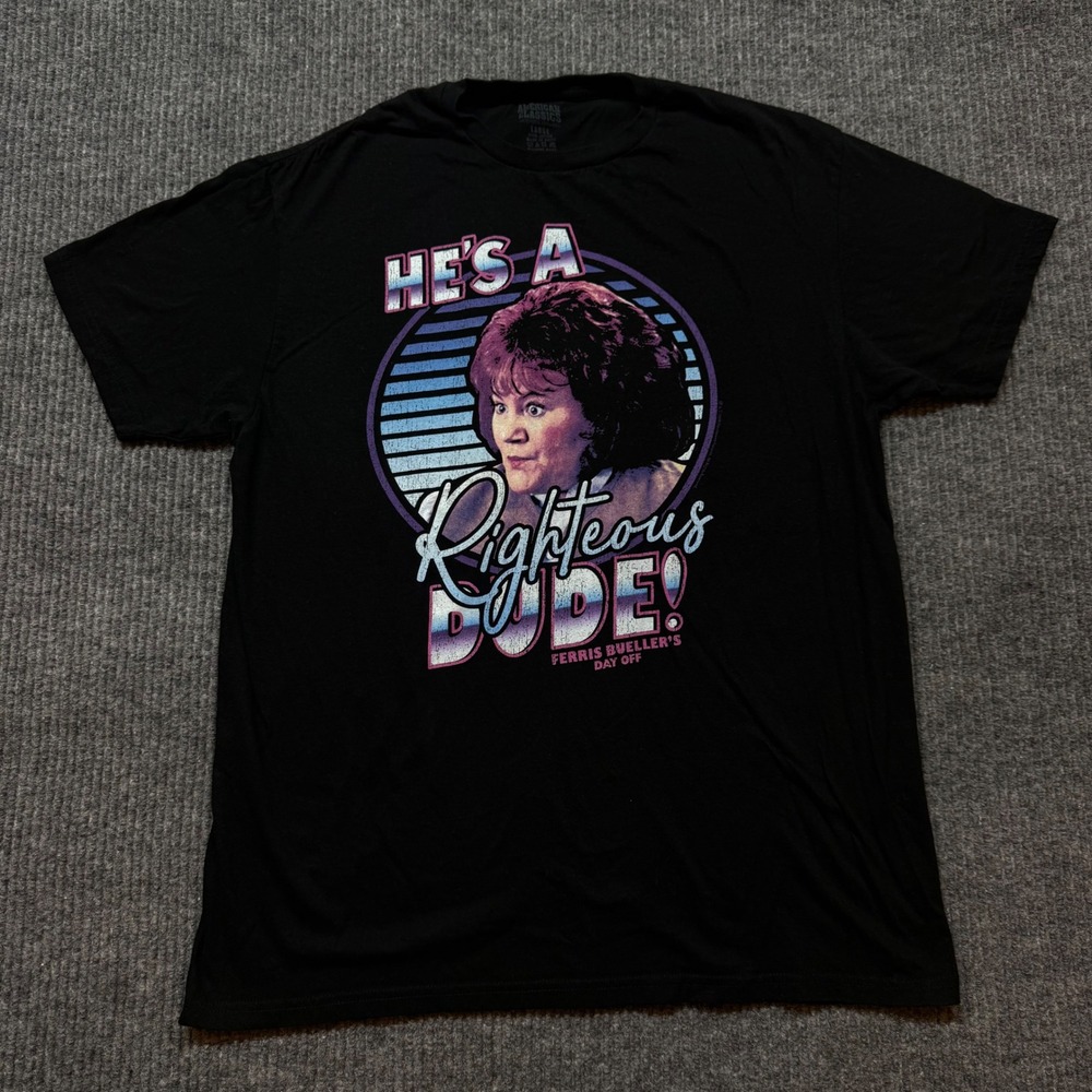 American Classics Ferris Bueller's Day Off Righteous Dude T-Shirt Mens L Black